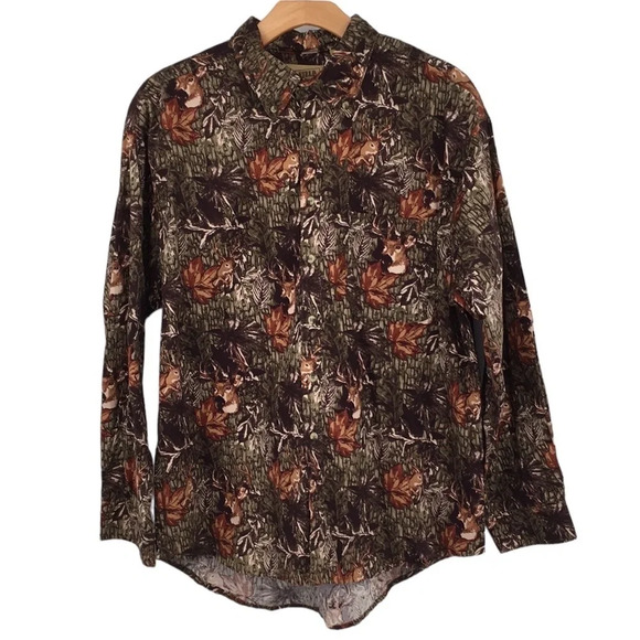Outdoor Life Field Tested Loden Button Down Hunting Shirt Deer Stag Camo Mens XL - Picture 1 of 15
